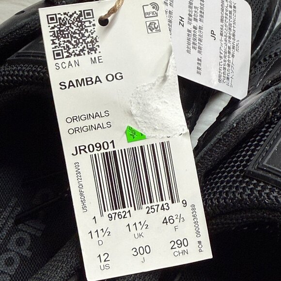 Adidas Samba OG Black Carbon Mens JR0901 NEW Sz 12 - Picture 6 of 6